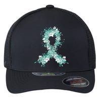 Cancer Survivor Gift Teal Ribbon Ovarian Cancer Awareness Flexfit Unipanel Trucker Cap