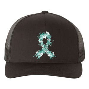 Cancer Survivor Gift Teal Ribbon Ovarian Cancer Awareness Yupoong Adult 5-Panel Trucker Hat