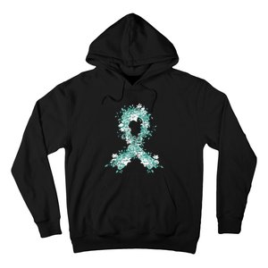 Cancer Survivor Gift Teal Ribbon Ovarian Cancer Awareness Hoodie