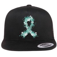 Cancer Survivor Gift Teal Ribbon Ovarian Cancer Awareness Flat Bill Trucker Hat