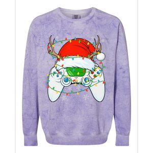 Christmas Santa Gamer Xmas Funny Video Gaming Christmas Colorblast Crewneck Sweatshirt