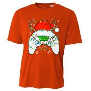 Christmas Santa Gamer Xmas Funny Video Gaming Christmas Cooling Performance Crew T-Shirt