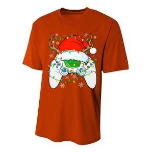 Christmas Santa Gamer Xmas Funny Video Gaming Christmas Performance Sprint T-Shirt