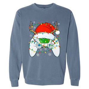 Christmas Santa Gamer Xmas Funny Video Gaming Christmas Garment-Dyed Sweatshirt