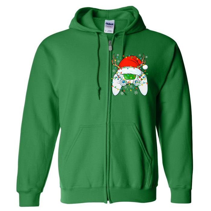 Christmas Santa Gamer Xmas Funny Video Gaming Christmas Full Zip Hoodie