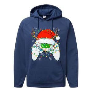 Christmas Santa Gamer Xmas Funny Video Gaming Christmas Performance Fleece Hoodie