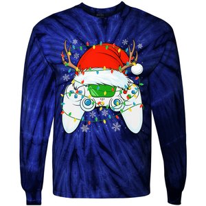 Christmas Santa Gamer Xmas Funny Video Gaming Christmas Tie-Dye Long Sleeve Shirt