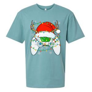 Christmas Santa Gamer Xmas Funny Video Gaming Christmas Sueded Cloud Jersey T-Shirt