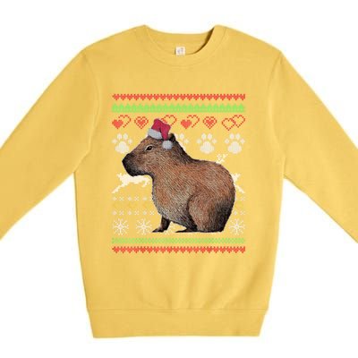 Capybara Santacool Giftclaus Ugly Christmas Sweater Holiday Lover Gift Premium Crewneck Sweatshirt