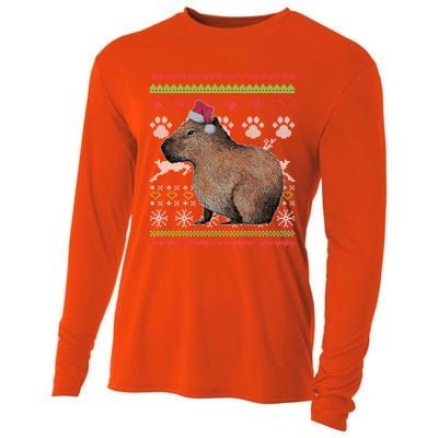 Capybara Santacool Giftclaus Ugly Christmas Sweater Holiday Lover Gift Cooling Performance Long Sleeve Crew