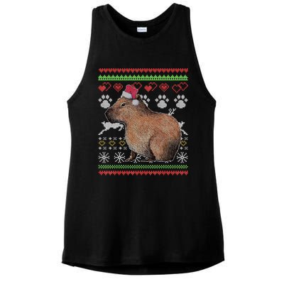 Capybara Santacool Giftclaus Ugly Christmas Sweater Holiday Lover Gift Ladies PosiCharge Tri-Blend Wicking Tank