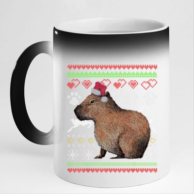 Capybara Santacool Giftclaus Ugly Christmas Sweater Holiday Lover Gift 11oz Black Color Changing Mug