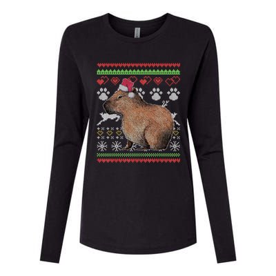 Capybara Santacool Giftclaus Ugly Christmas Sweater Holiday Lover Gift Womens Cotton Relaxed Long Sleeve T-Shirt