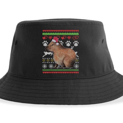 Capybara Santacool Giftclaus Ugly Christmas Sweater Holiday Lover Gift Sustainable Bucket Hat