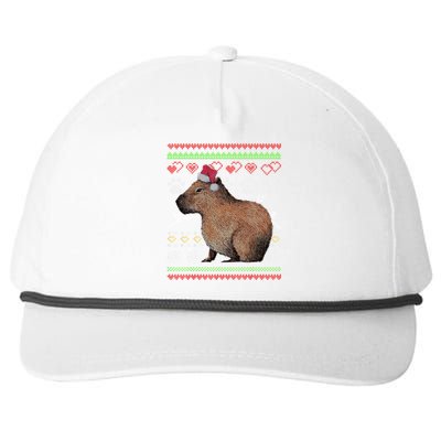 Capybara Santacool Giftclaus Ugly Christmas Sweater Holiday Lover Gift Snapback Five-Panel Rope Hat