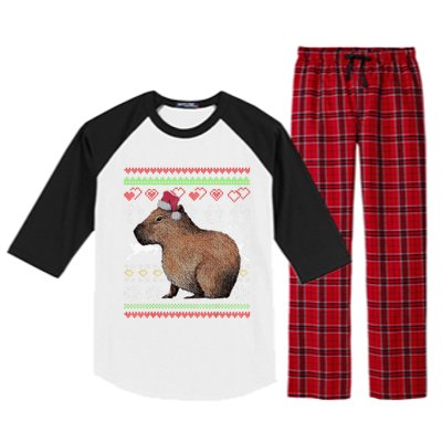 Capybara Santacool Giftclaus Ugly Christmas Sweater Holiday Lover Gift Raglan Sleeve Pajama Set