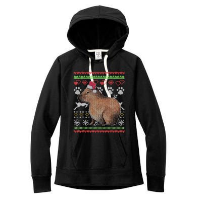 Capybara Santacool Giftclaus Ugly Christmas Sweater Holiday Lover Gift Women's Fleece Hoodie