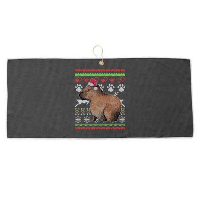 Capybara Santacool Giftclaus Ugly Christmas Sweater Holiday Lover Gift Large Microfiber Waffle Golf Towel