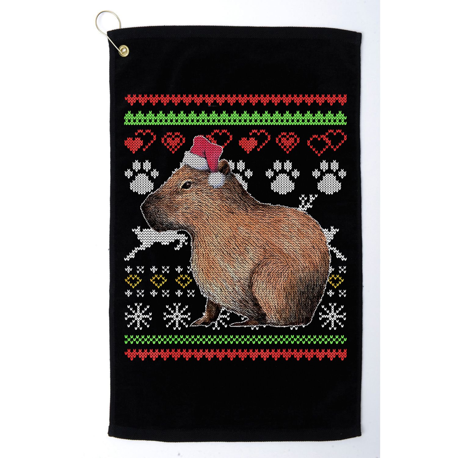 Capybara Santacool Giftclaus Ugly Christmas Sweater Holiday Lover Gift Golf Towel