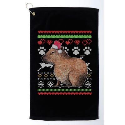 Capybara Santacool Giftclaus Ugly Christmas Sweater Holiday Lover Gift Platinum Collection Golf Towel