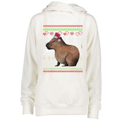 Capybara Santacool Giftclaus Ugly Christmas Sweater Holiday Lover Gift Womens Funnel Neck Pullover Hood