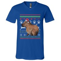 Capybara Santacool Giftclaus Ugly Christmas Sweater Holiday Lover Gift V-Neck T-Shirt