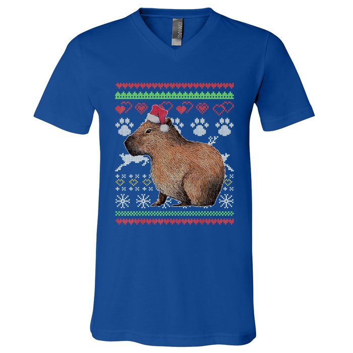 Capybara Santacool Giftclaus Ugly Christmas Sweater Holiday Lover Gift V-Neck T-Shirt