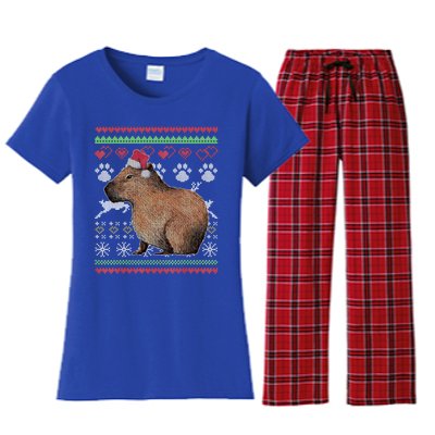 Capybara Santacool Giftclaus Ugly Christmas Sweater Holiday Lover Gift Women's Flannel Pajama Set