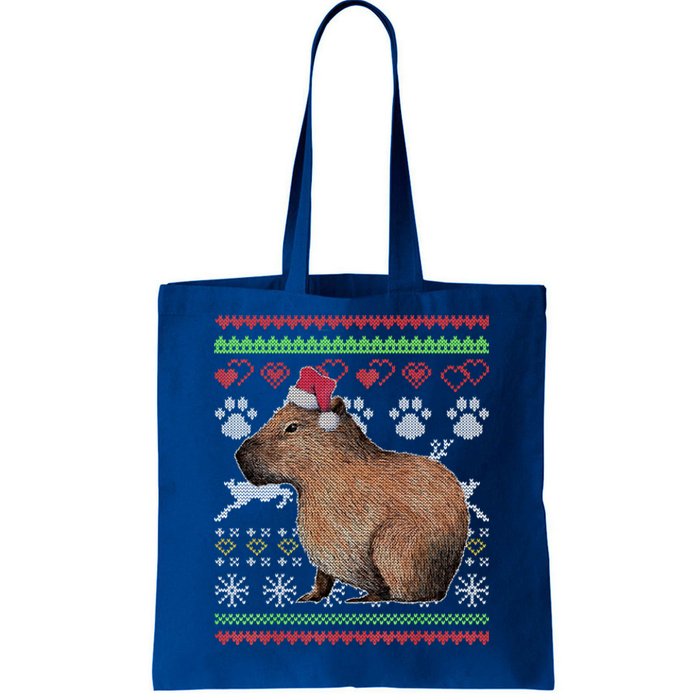 Capybara Santacool Giftclaus Ugly Christmas Sweater Holiday Lover Gift Tote Bag