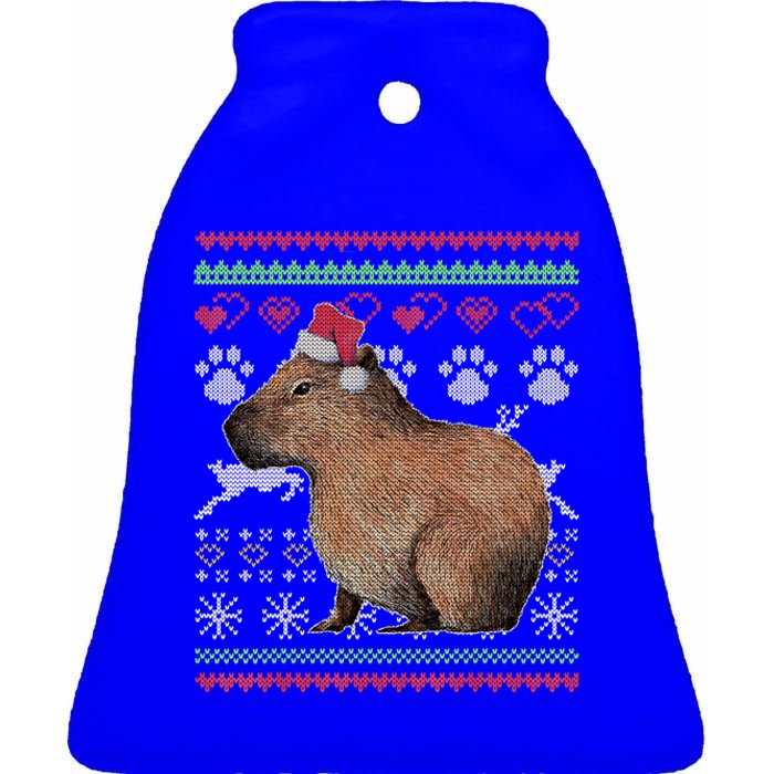 Capybara Santacool Giftclaus Ugly Christmas Sweater Holiday Lover Gift Ceramic Bell Ornament