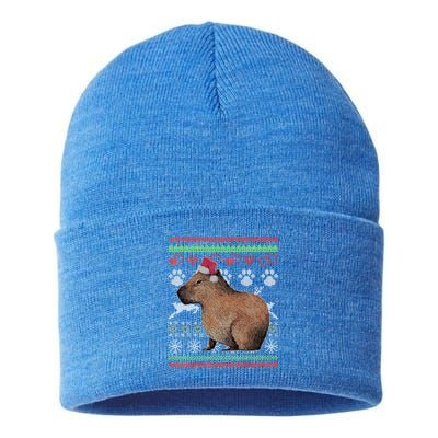 Capybara Santacool Giftclaus Ugly Christmas Sweater Holiday Lover Gift Sustainable Knit Beanie