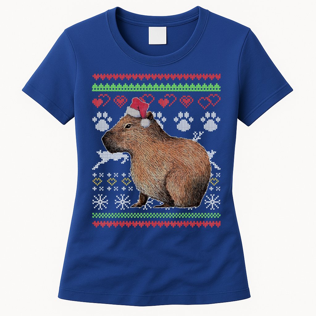 Capybara Santacool Giftclaus Ugly Christmas Sweater Holiday Lover Gift Womens T-Shirt