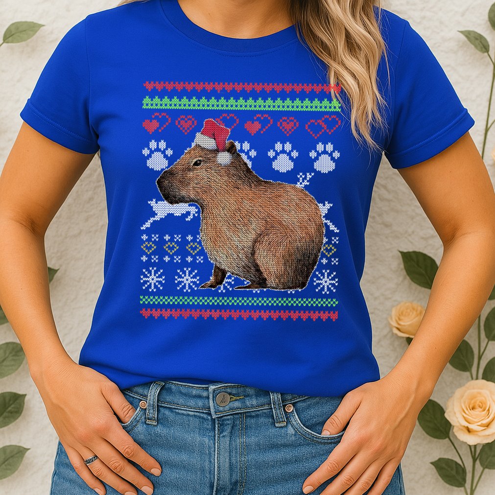 Capybara Santacool Giftclaus Ugly Christmas Sweater Holiday Lover Gift Womens T-Shirt