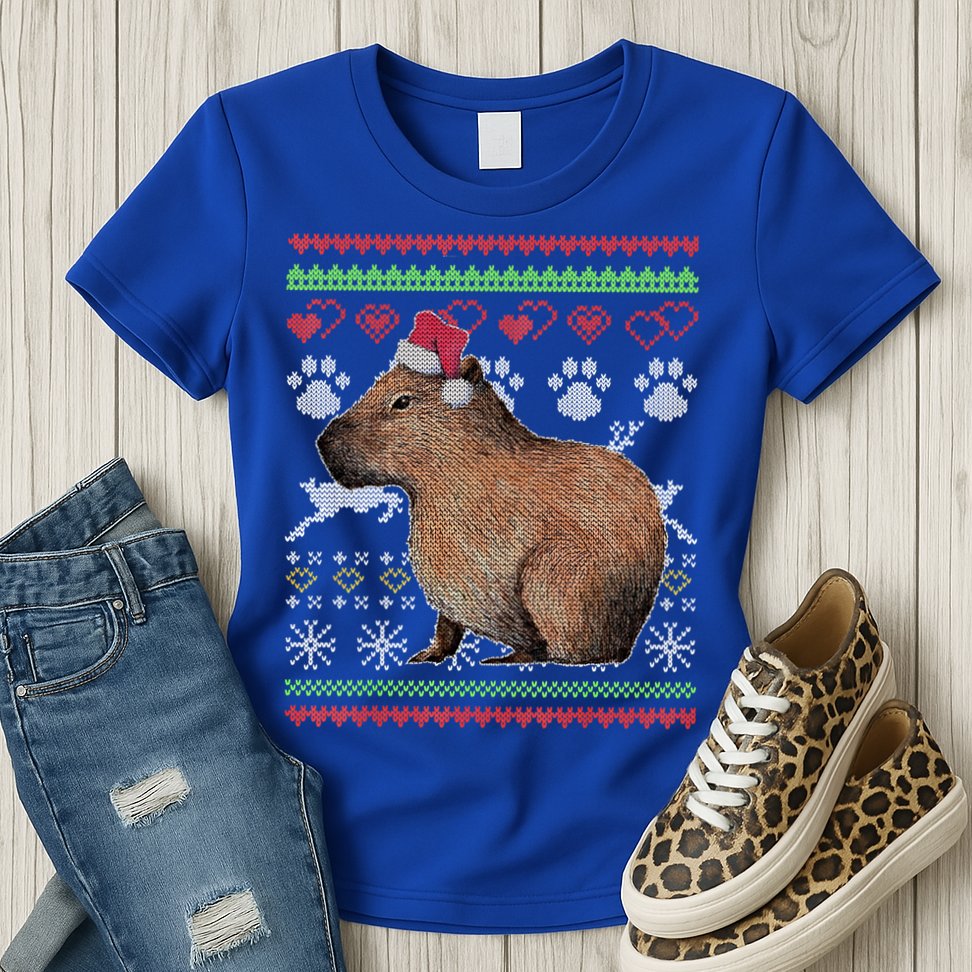 Capybara Santacool Giftclaus Ugly Christmas Sweater Holiday Lover Gift Womens T-Shirt