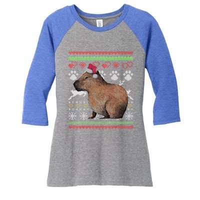 Capybara Santacool Giftclaus Ugly Christmas Sweater Holiday Lover Gift Women's Tri-Blend 3/4-Sleeve Raglan Shirt