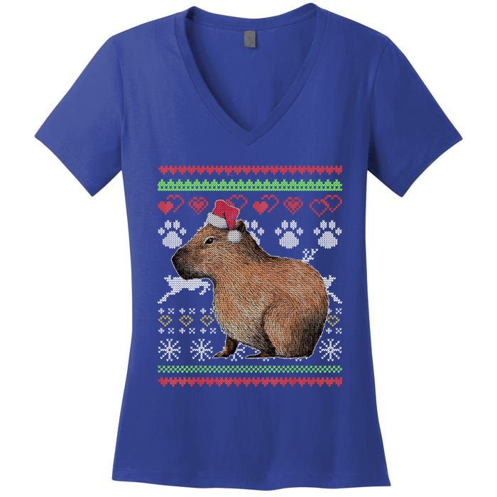 Capybara Santacool Giftclaus Ugly Christmas Sweater Holiday Lover Gift Women's V-Neck T-Shirt