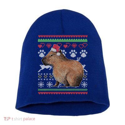Capybara Santacool Giftclaus Ugly Christmas Sweater Holiday Lover Gift Short Acrylic Beanie