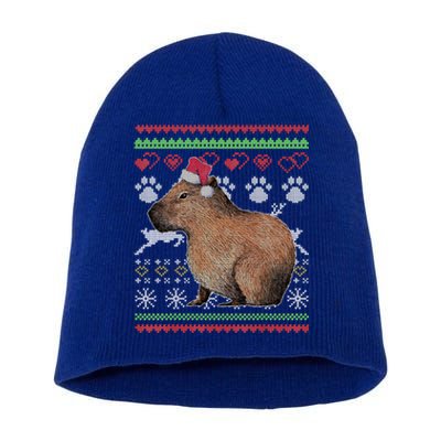 Capybara Santacool Giftclaus Ugly Christmas Sweater Holiday Lover Gift Short Acrylic Beanie