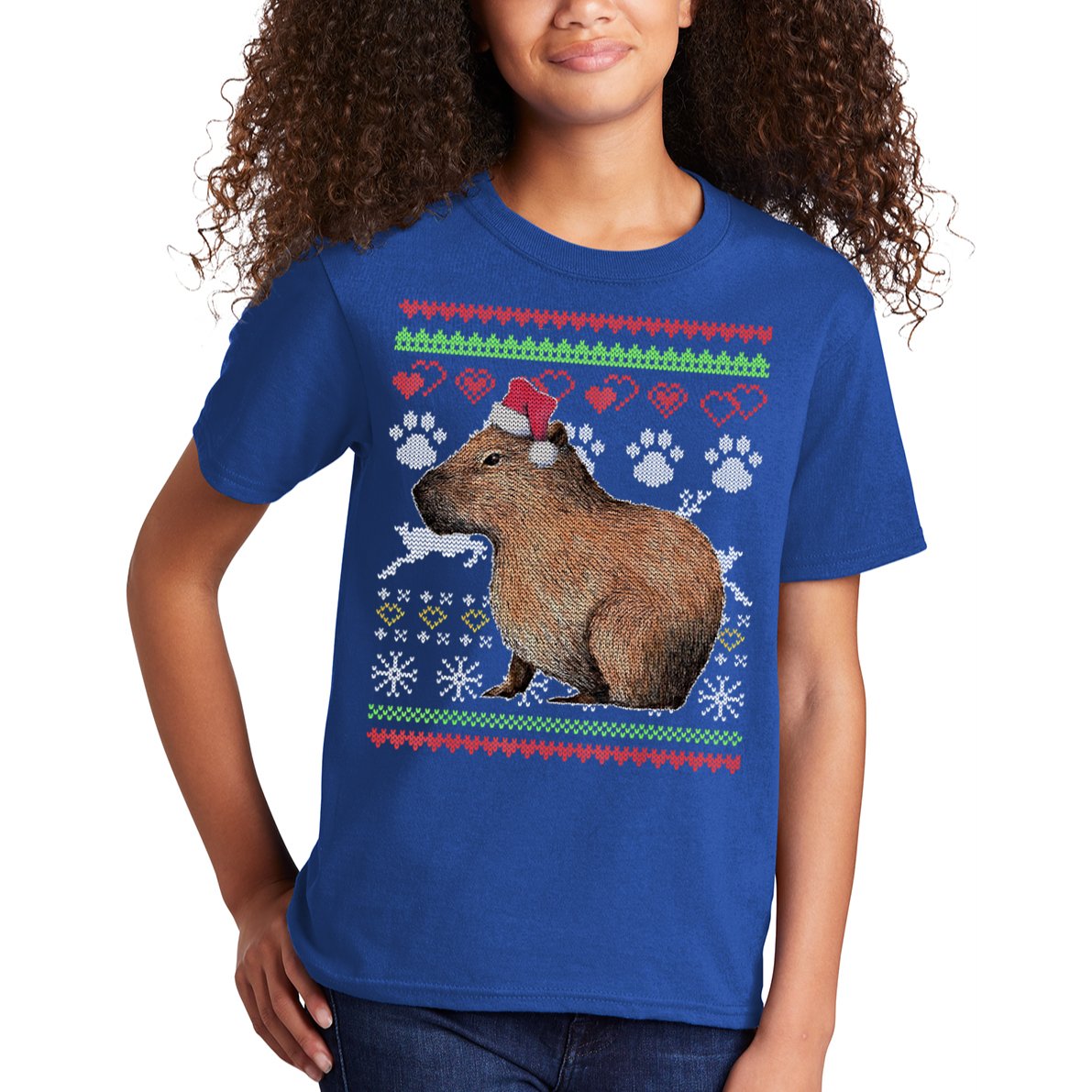 Capybara Santacool Giftclaus Ugly Christmas Sweater Holiday Lover Gift Kids T-Shirt