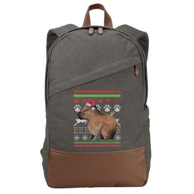 Capybara Santacool Giftclaus Ugly Christmas Sweater Holiday Lover Gift Cotton Canvas Backpack