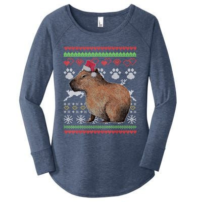 Capybara Santacool Giftclaus Ugly Christmas Sweater Holiday Lover Gift Women's Perfect Tri Tunic Long Sleeve Shirt