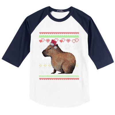 Capybara Santacool Giftclaus Ugly Christmas Sweater Holiday Lover Gift Baseball Sleeve Shirt