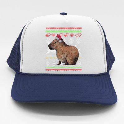 Capybara Santacool Giftclaus Ugly Christmas Sweater Holiday Lover Gift Trucker Hat