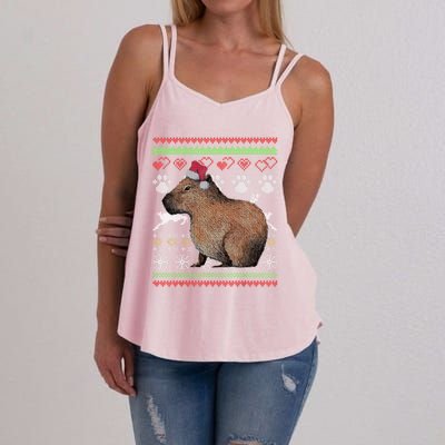 Capybara Santacool Giftclaus Ugly Christmas Sweater Holiday Lover Gift Women's Strappy Tank