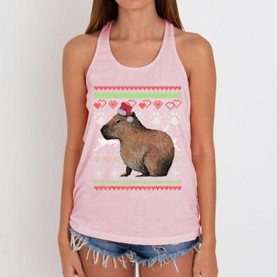 Capybara Santacool Giftclaus Ugly Christmas Sweater Holiday Lover Gift Women's Knotted Racerback Tank