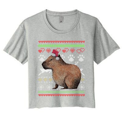 Capybara Santacool Giftclaus Ugly Christmas Sweater Holiday Lover Gift Women's Crop Top Tee