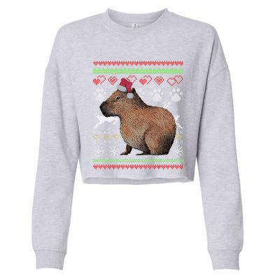 Capybara Santacool Giftclaus Ugly Christmas Sweater Holiday Lover Gift Cropped Pullover Crew