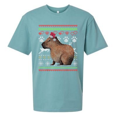 Capybara Santacool Giftclaus Ugly Christmas Sweater Holiday Lover Gift Sueded Cloud Jersey T-Shirt