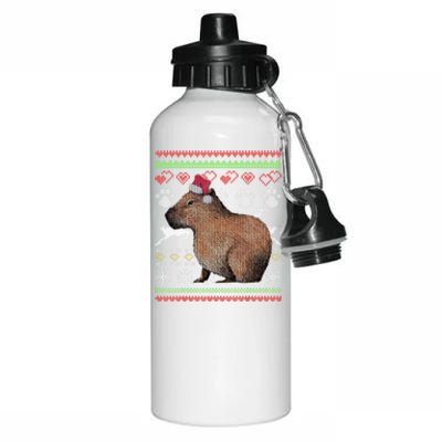 Capybara Santacool Giftclaus Ugly Christmas Sweater Holiday Lover Gift Aluminum Water Bottle