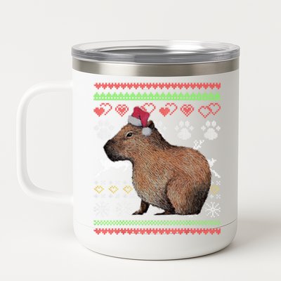 Capybara Santacool Giftclaus Ugly Christmas Sweater Holiday Lover Gift 12 oz Stainless Steel Tumbler Cup